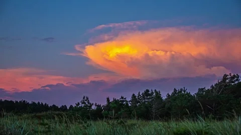 View of vibrant sunset over forest in Riga, Latvia. Stock Footage 341454219