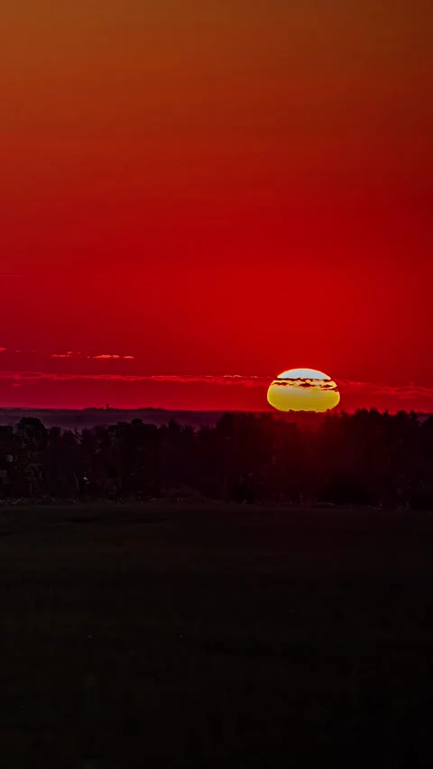 View of vibrant sunset over rural landscape in Latvia. Stock Footage 339951895