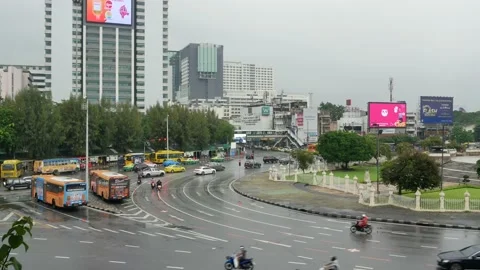 View of Victory Monument one of the central transport hubs landmark in Bang.. Stock Footage 228858086