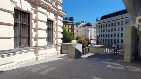View of Vienna with monuments and statues Stock Footage 138981696