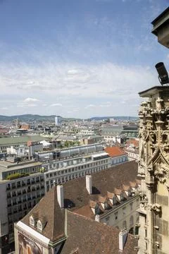 View of Vienna from the observation deck of St. Stephen's Cathedral Stock-Fotos