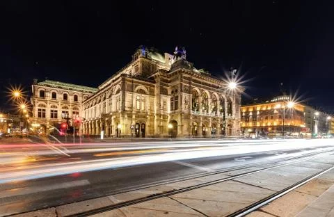 View on Vienna state opera in the evening. Stock Photos