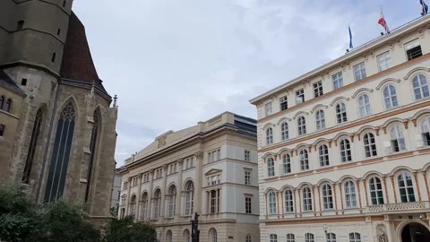 View of Vienna with streets, monuments and houses Stock Footage 138981463