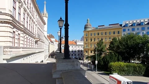 View of Vienna with streets, monuments and houses Stock Footage 138981466