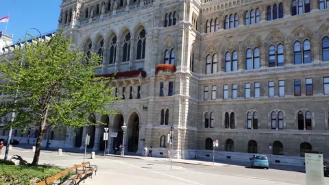 View of Vienna with streets, monuments and houses Stock Footage 138981515