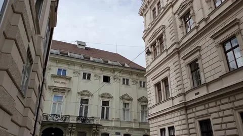 View of Vienna with streets, monuments and houses Stock Footage 138981611
