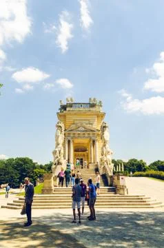 View at View on Gloriette structure in Schonbrunn Palace, Vienna, Austria UNE Stock Photos