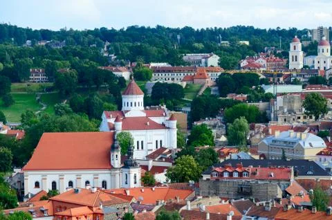 View from a viewing platform of Gediminas tower on Old town, Vilnius Stock Photos