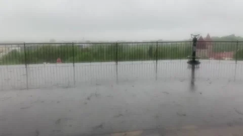 View from a Viewing Platform in Tallinn, Estonia During Heavy Rainfall Stock-Footage 154705357