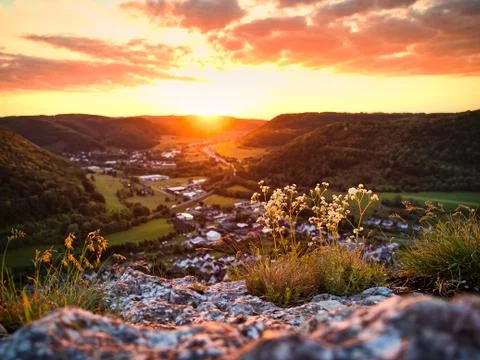 View from an viewpoint during sunset Stock Photos
