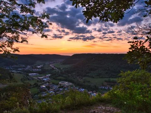 View from a viewpoint during sunset Stock Photos