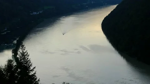 View from the viewpoint "schlögener blick" to the danube river Stock Footage 139213843