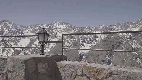 View of the viewpoint on the way to the Valle Nevado ski station Stock Footage 143961526