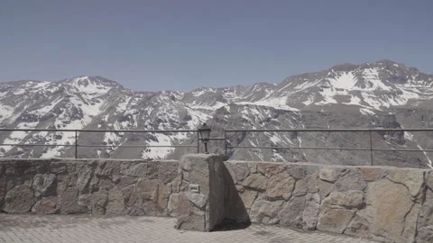 View of the viewpoint on the way to the Valle Nevado ski station, Chile Stock Footage 143966857