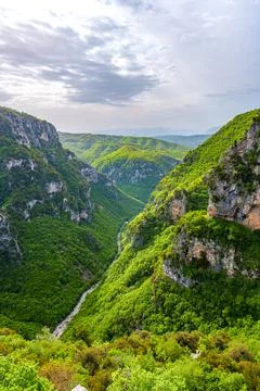 View of the Vikos Gorge, the deepest gorge in Europe, Epirus, Greece Stock Photos