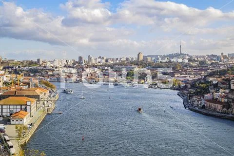 View of Vila Nova de Gaia, with Douro River, November 13, 2019 Stock Photos