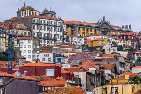 View from Vila Nova de Gaia city on Porto city, Portugal Stock Photos