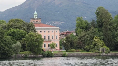 View of Villa Ciani on Lake Lugano, Switzerland. Video stock 343671364