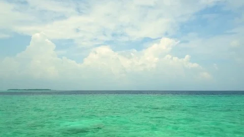 View from villa with the small pool on beautiful ocean of turquoise color. Video stock 82867130