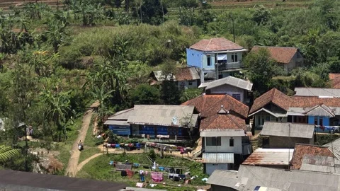 A view of a village from above Stock Footage 285096407