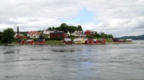 View to the village at the bank of the Sorfolda fjord in Straumen, Norway.64119 Stock Footage 59571237