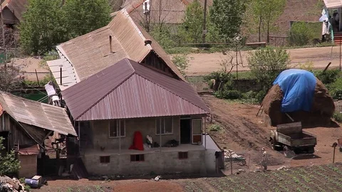 A view on village, Caucasus Stock Footage 78217566