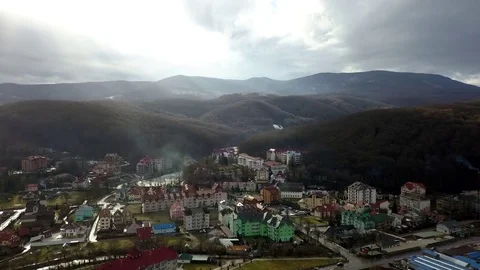 View of the village of the mountains Stock Footage 129374271