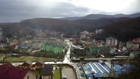 View of the village of the mountains Stock Footage 129374289