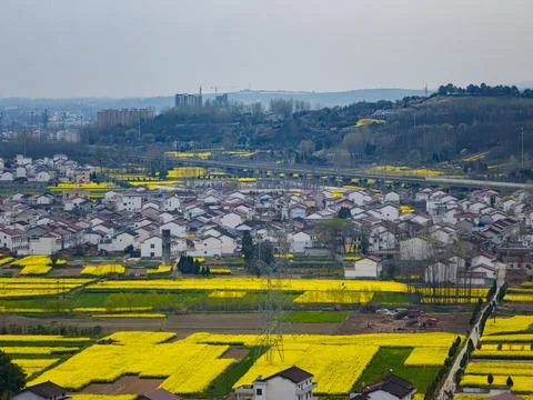 View of the village in the mountains Stock Photos