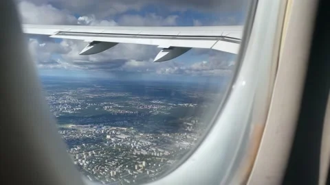 View of Vilnius from airplane window Stock Footage 161095175