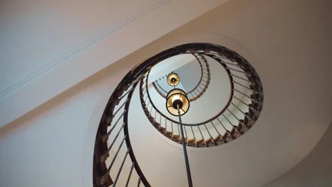 View of a vintage staircase in the interior Stock Footage 254692896