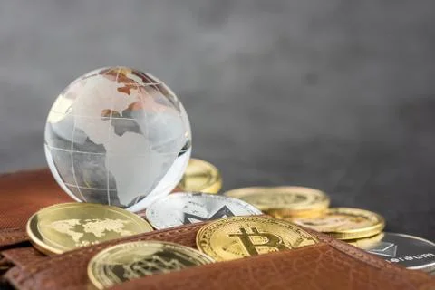 View of Virtual cryptocurrency concept image Stock Photos