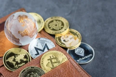 View of Virtual cryptocurrency concept image Stock Photos