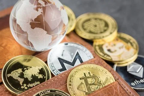 View of Virtual cryptocurrency concept image Stock Photos