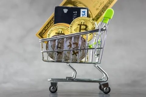 View of Virtual cryptocurrency concept image Stock Photos
