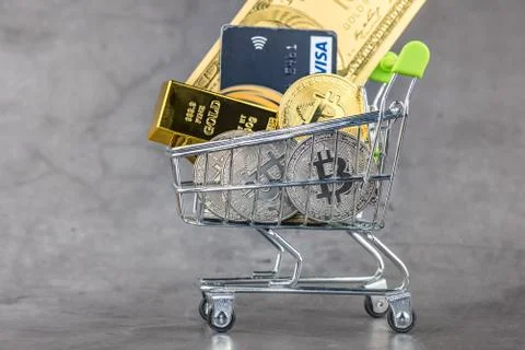 View of Virtual cryptocurrency concept image Stock Photos