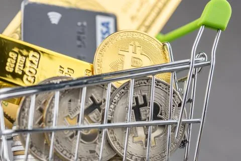 View of Virtual cryptocurrency concept image Stock Photos