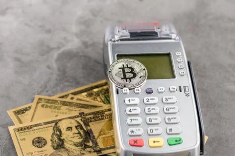 View of Virtual cryptocurrency concept image Stock Photos