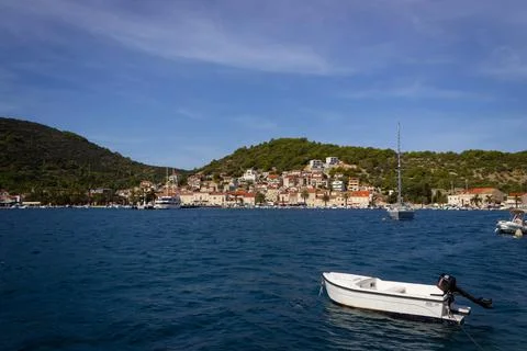 View of Vis Harbor Stock Photos