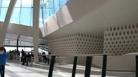 View visitors in the famous Opera house of Oslo in Norway Stock Footage 77036679