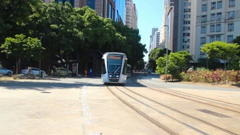 View of VLT tram, Rio de Janeiro. Stock Footage 101337831