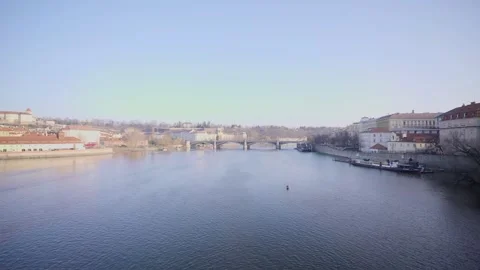 View of Vltava River from Charles Bridge, Prague Видео 292010408