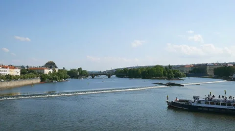 View to the Vltava river in Prague Stock Footage 62074501