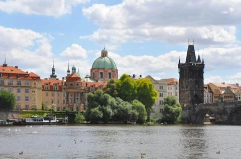 View of Vltava river in Prague Foto stock
