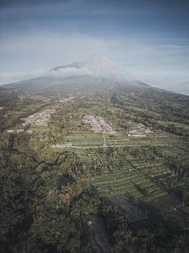 View of the volcano, Mount Merapi, on a very clear day, with a perfect appe.. Foto stock