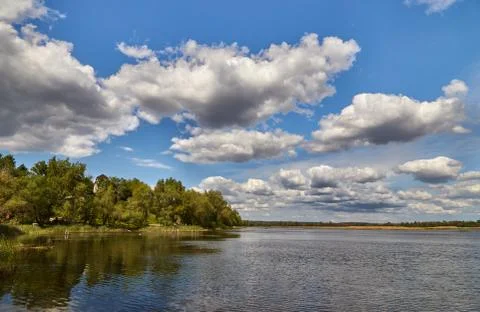 View of Volga with clouds Stock Photos