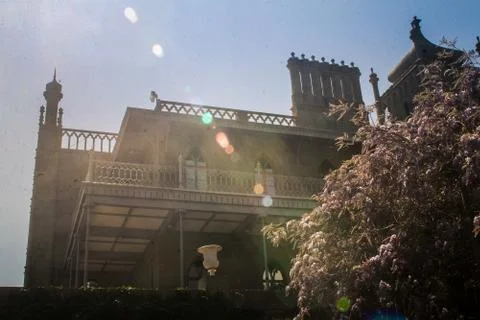 View of Vorontsov Palace Side Part with Balcony Crimea Foto stock