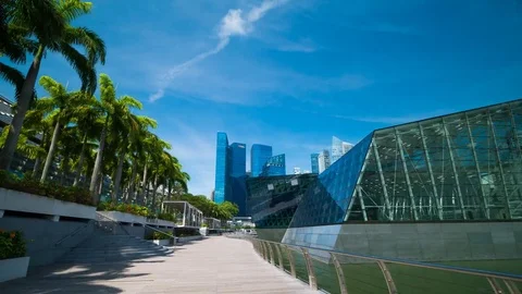 View walking on the bridge of central business district building Video stock 80914772