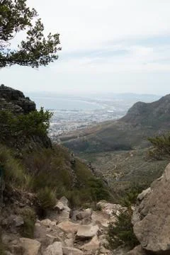 View walking down Table Mountain, Cape Town, South Africa Stock Photos