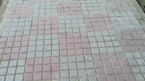 A view of Walkway made up of bricks and concrete in a park during daylight Stock Footage 334276777